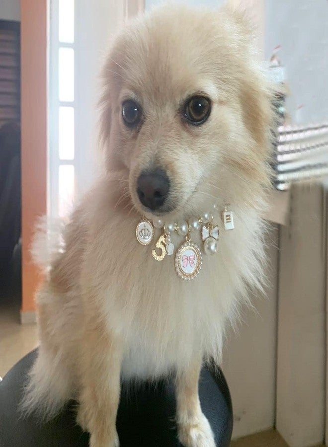 Tustao Pink Dog Pearl Collars Pet Necklace Princess Bow Necklace Sweet Bow Cute Collar Puppy Accessories Cat Jewelry Pearl Neck Strap Basic Collars for Dog Cat Adjustable Jewelry Collars(S) - Image 5